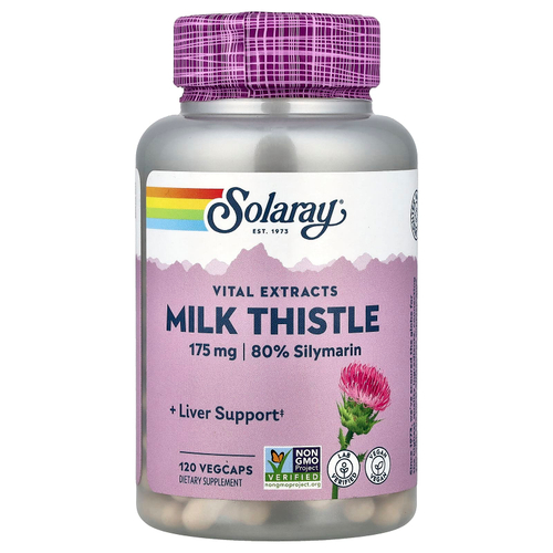 Solaray, Vital Extracts, расторопша, 120 растительных капсул