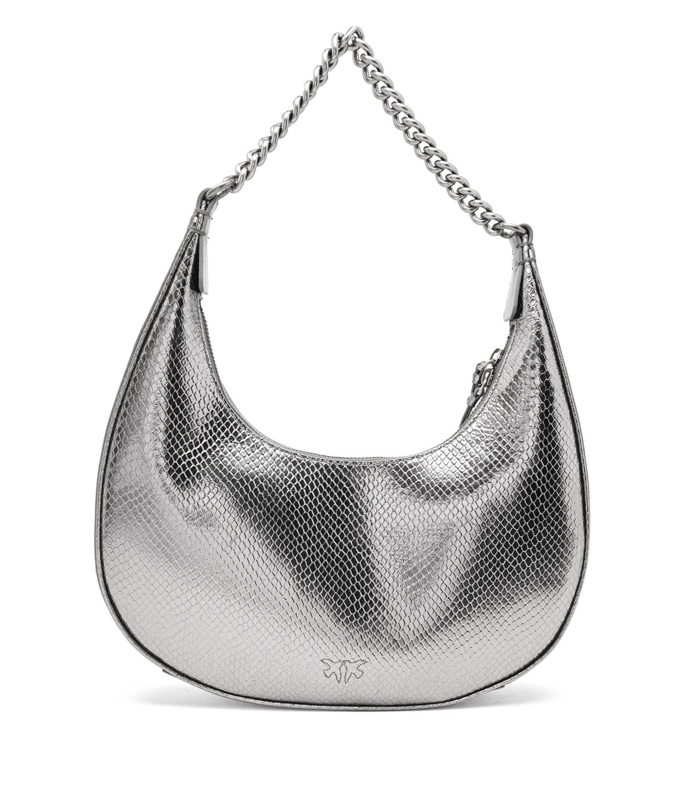 Кожаная сумка хобо brioche classic Pinko - серебряный(101526 A180)