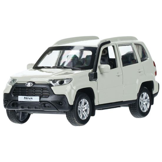 Машина металл LADA NIVA travel 12 см, двери, инерц, бежевый, кор. Технопарк