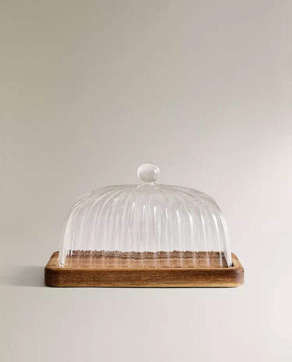 ZARA HOME МАСЛЕНКА ИЗ ТЕРМОСТОЙКОГО СТЕКЛА И ДЕРЕВА, ПРОЗРАЧНЫЙ