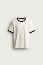 БАЗОВАЯ ФУТБОЛКА В РУБЧИК С КОНТРАСТНЫМИ ДЕТАЛЯМИ — ZARA