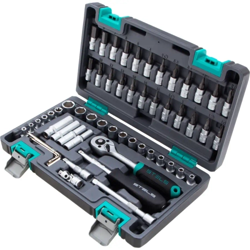 Набор инструментов, 1/4", CrV, 57 предм.// STELS 14101