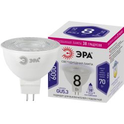 Лампа светодиодная ЭРА STD LED Lense MR16-8W-860-GU5.3 8Вт линзованная софит холодный белый свет GU5.3 | Софиты линзованные (MR) STD