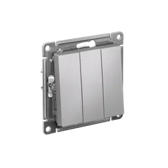 Выключатель трехклавишный Systeme Electric AtlasDesign Алюминий ATN000331