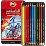 Карандаши цветные художественные 12 ЦВЕТОВ KOH-I-NOOR "Polycolor", 3,8 мм, металлическая коробка, 3822/12, 3822012002PL