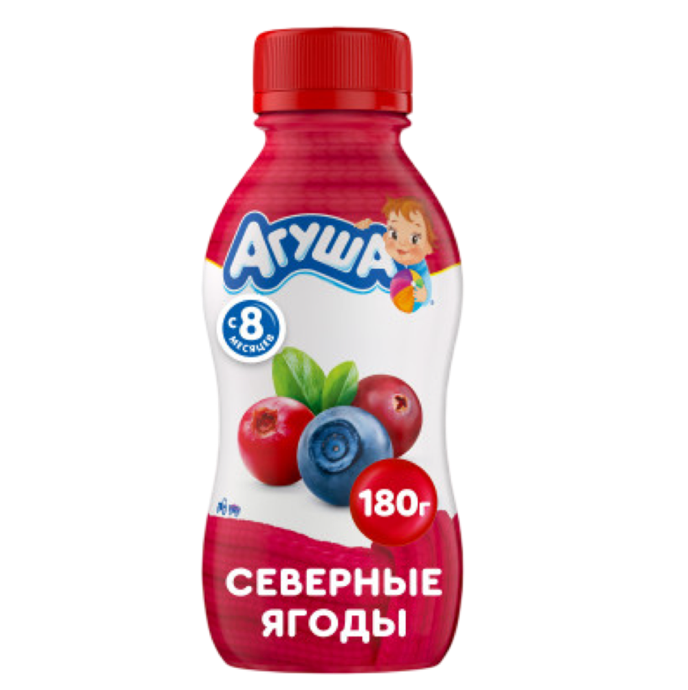 Йогурт Агуша питьев 2,7% черника-брусника-клюква 180г бут, шт
