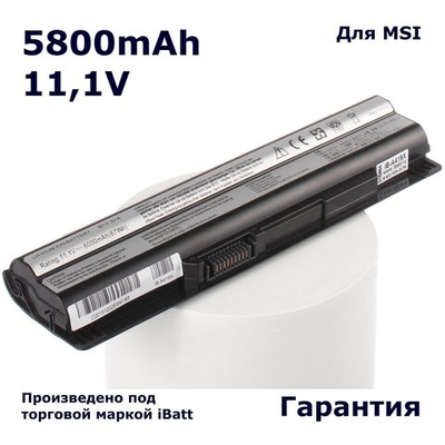 Аккумулятор iBatt 5800mAh, для FX620 GE60 0NC-009 GP70 2PE-013 CX70 2OD-001 2OC-201RU MS-1482 CX61 0OC FX420 2PL-467X 2QD GE70 2PC-282 Series Megabook GE700