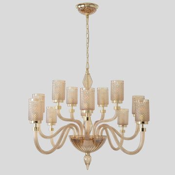Люстра 12*Е14 SILVESTRO SP12 AMBER золото/янтарный Crystal Lux
