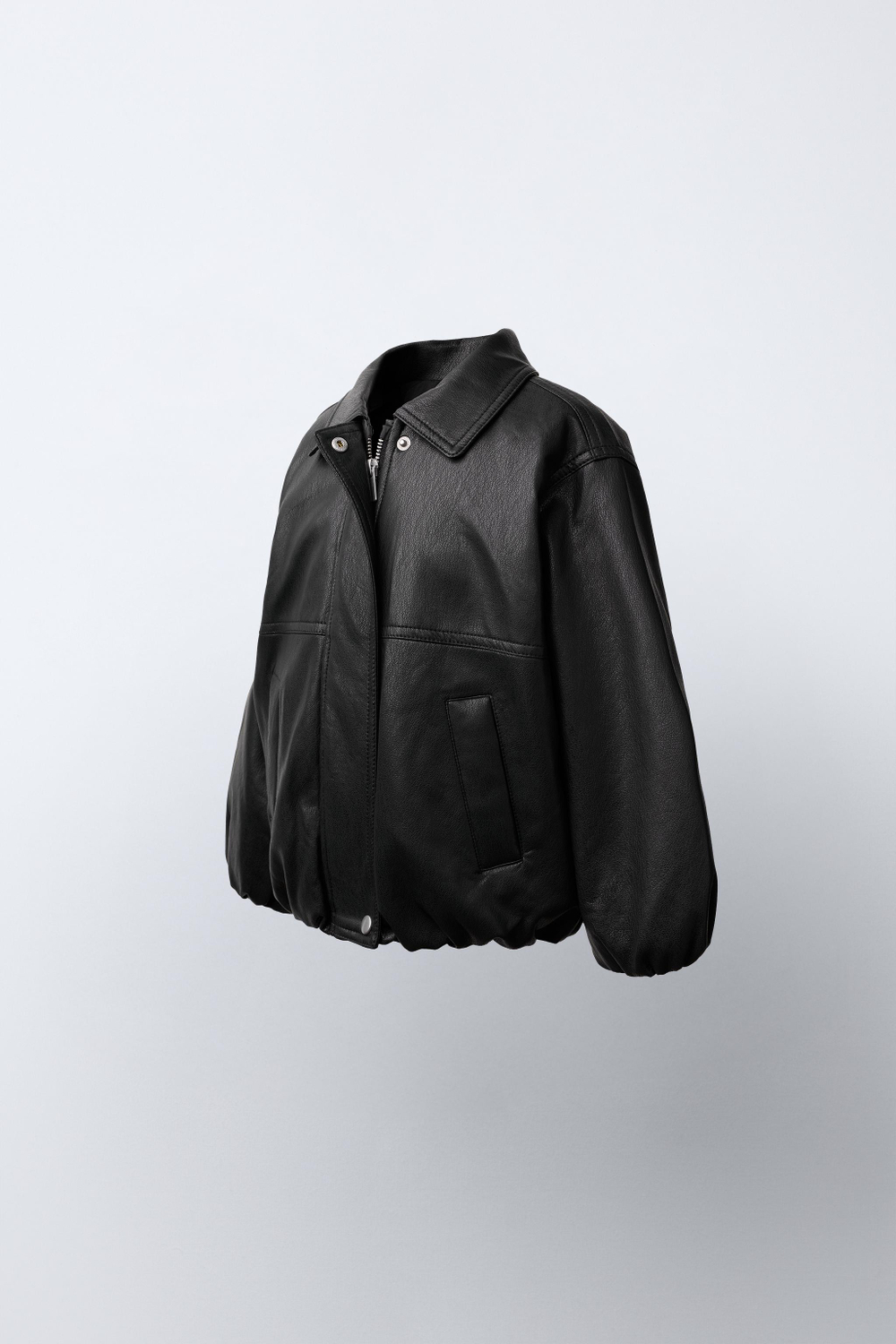 ZARA БОМБЕР ИЗ ИСКУССТВЕННОЙ КОЖИ, ЧЕРНЫЙ