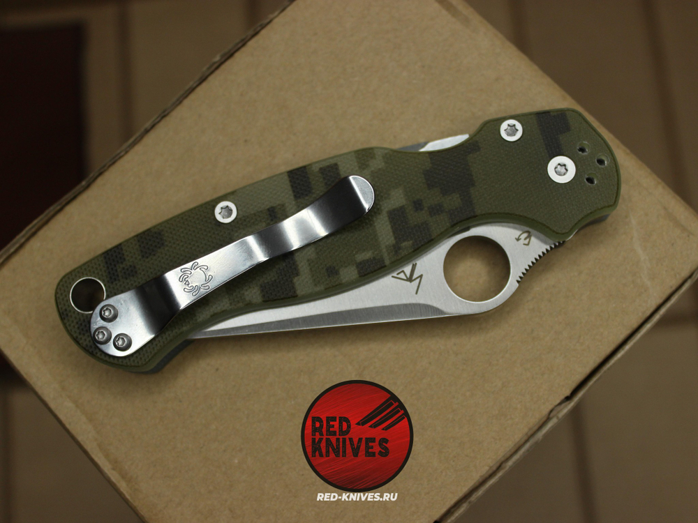 Нож Spyderco Paramilitary 2 Tanto G10 - камуфляж рукоять, клинок сатин RK/481