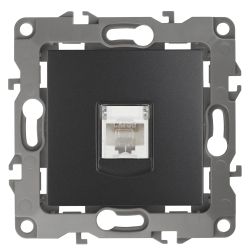 Розетка ЭРА Серия 12 12-3107-05 информационная RJ45 IP20 антрацит | Эра 12