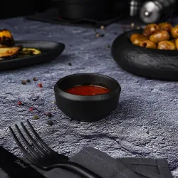 Соусник 50 мл d 6,7 см h3,4 см круглый фарфор Smooth Black Raw Stellar P.L. Proff Cuisine [10]
