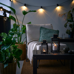 IKEA BORRBY  (ИКЕА БОРРБЙ)  -  Фонарь - для дома/улицы, чёрный 20 см