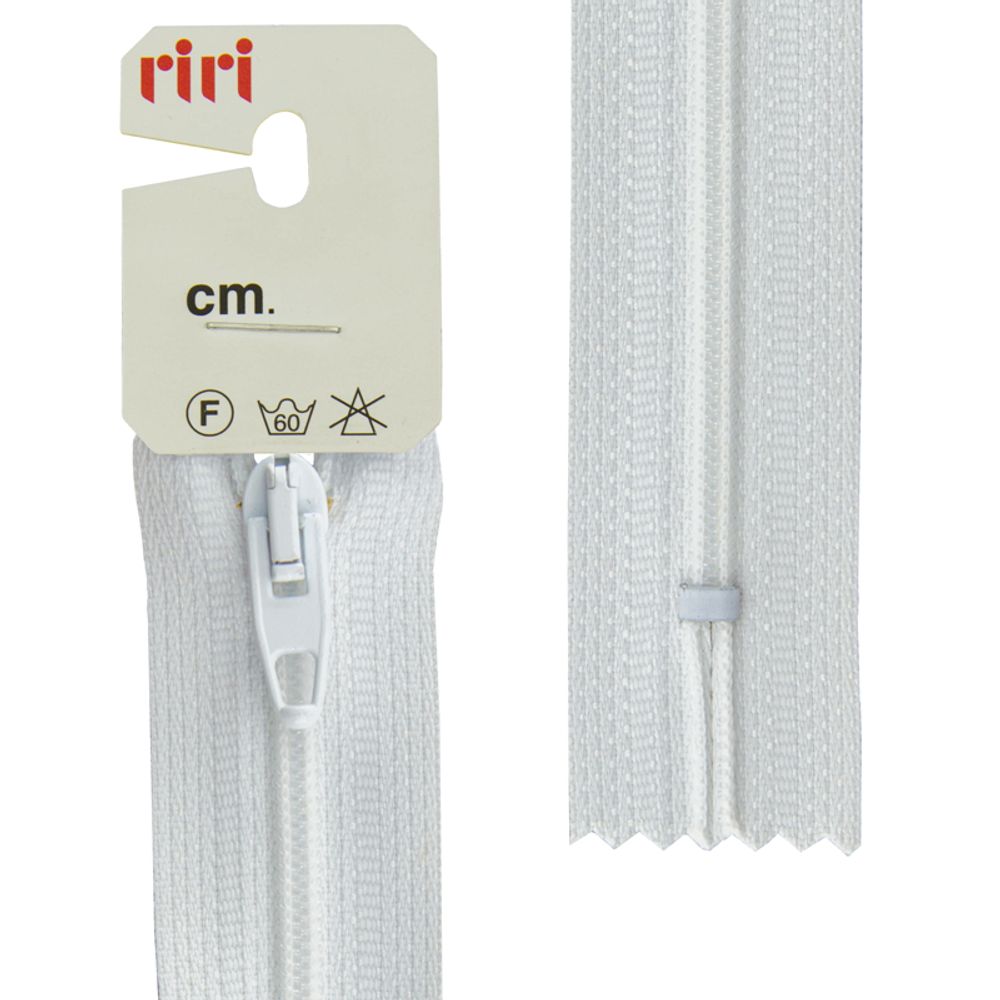 Молния спиральная (витая) RIRI Т4 (4 мм) 1 зам., н/раз., 20 см, Meras, цв.2101, белый, 10 шт