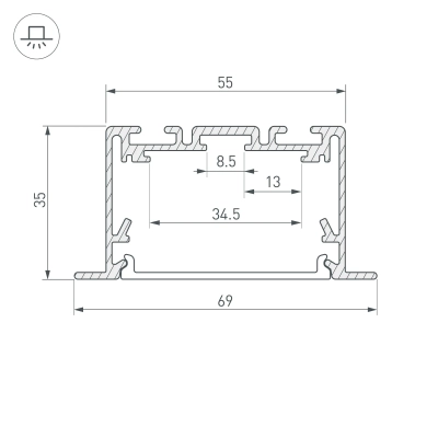 Профиль S2-LINIA69-F-2500 SEAMLESS BLACK (Arlight, Алюминий)