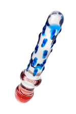 Фаллоимитатор Sexus Glass с голубыми ребрышками 20 см