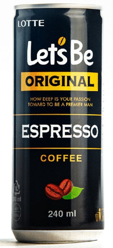 Кофейный напиток Лотте Летс Би Эспрессо / Lotte Let's Be Espresso 0.24 - банка