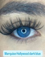Сапфировые синие цветные линзы Marquise Hollywood dark blue / Цветные синие линзы для темных и светлых глаз / Срок ношения 12 мес