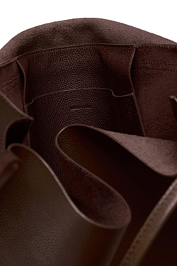 Massimo Dutti Большая сумка из кожи наппа с клапаном - Limited Edition, шоколадно-коричневый