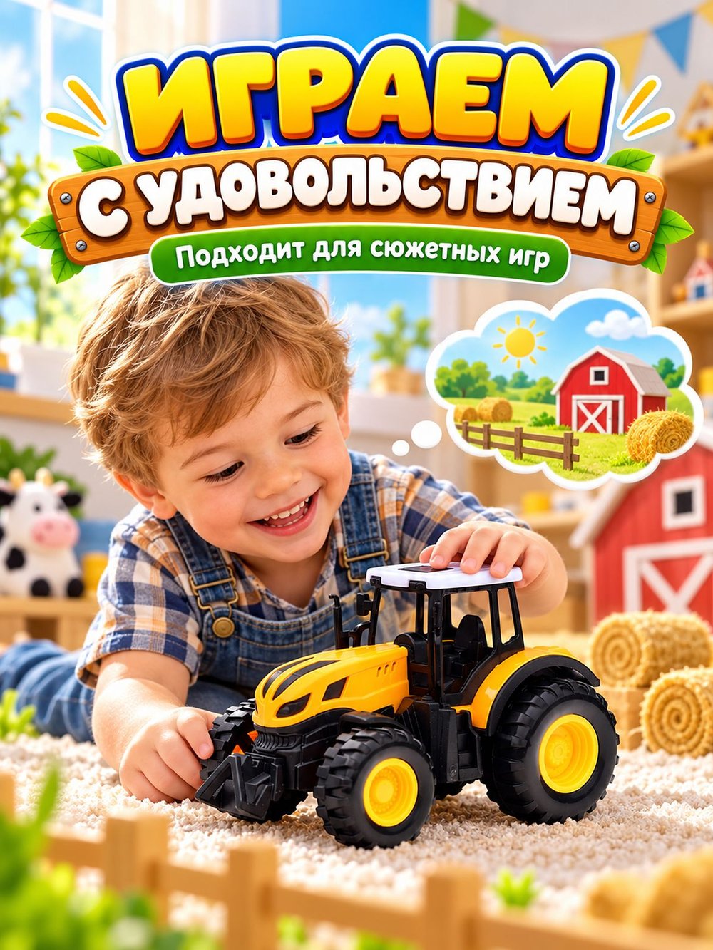 Игровой транспорт Трактор Фермерский желтый (669-1A-2)