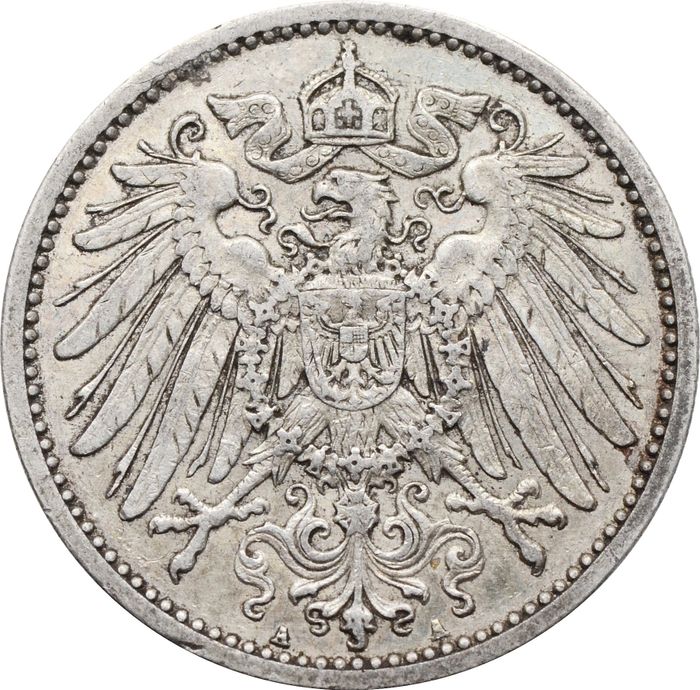 1 марка 1910 Германская Империя "A" XF
