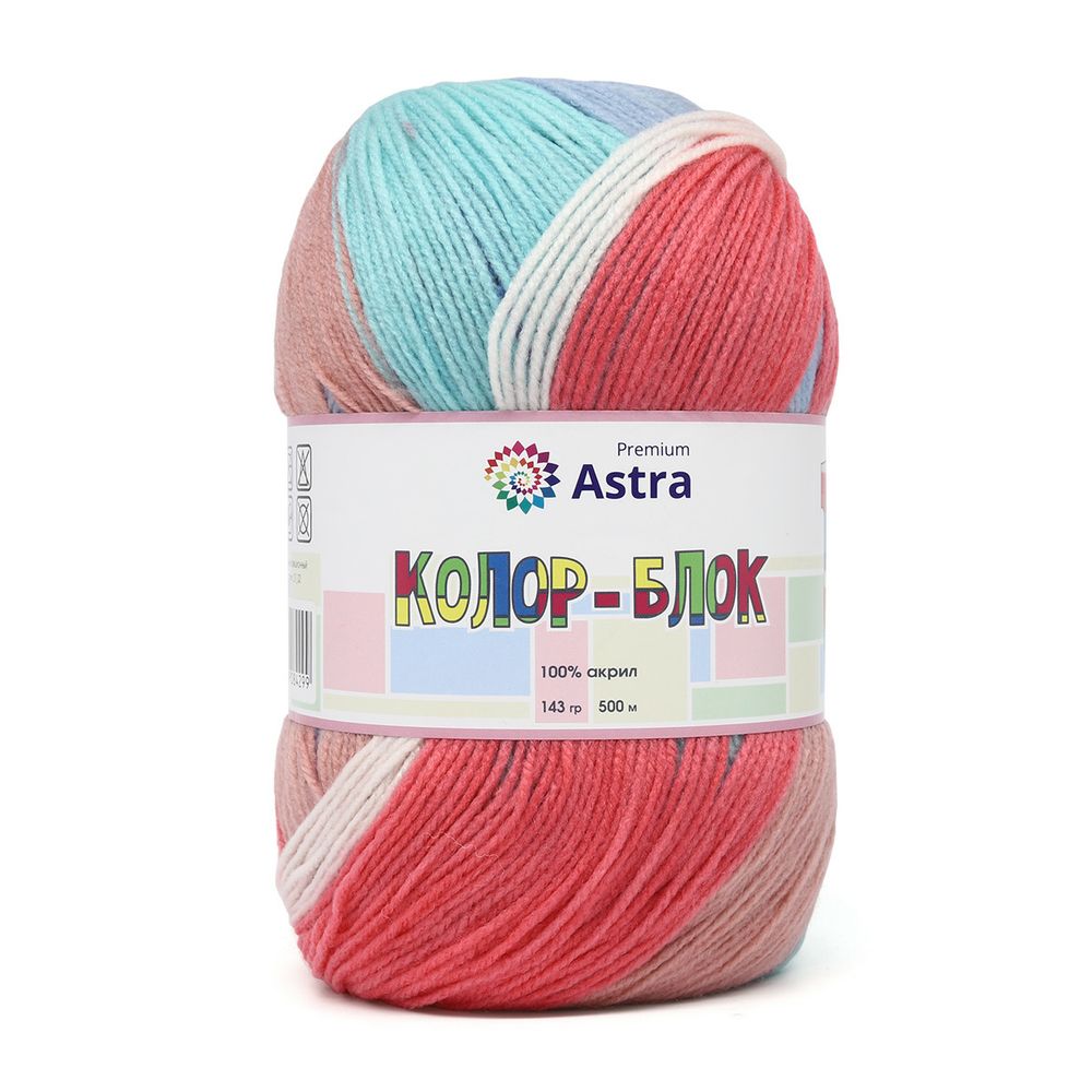 Пряжа Astra Premium (Астра Премиум) Колор-блок (Color-block) / уп.2 мот. по 143 г, 500 м, 03 длинно-секционный