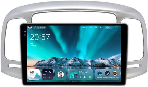 Магнитола для Hyundai Verna 2006-2010 (рамка серебро) - Teyes CC4 монитор 9.2" 2K QLED на Android 14, Быстрейшая, Snapdragon 680, DSP, CarPlay, 4G SIM-слот