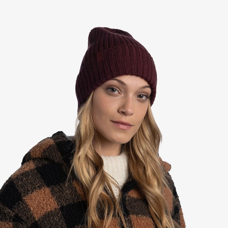 Вязаная шерстяная шапка Buff Hat Wool Knitted Norval Maroon Фото 2