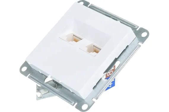 Розетка RJ45 Systeme Electric ATLASDESIGN двойная белая 35972