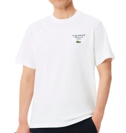 Мужская теннисная футболка Lacoste Embroidered Accent Tennis Print Jersey - white