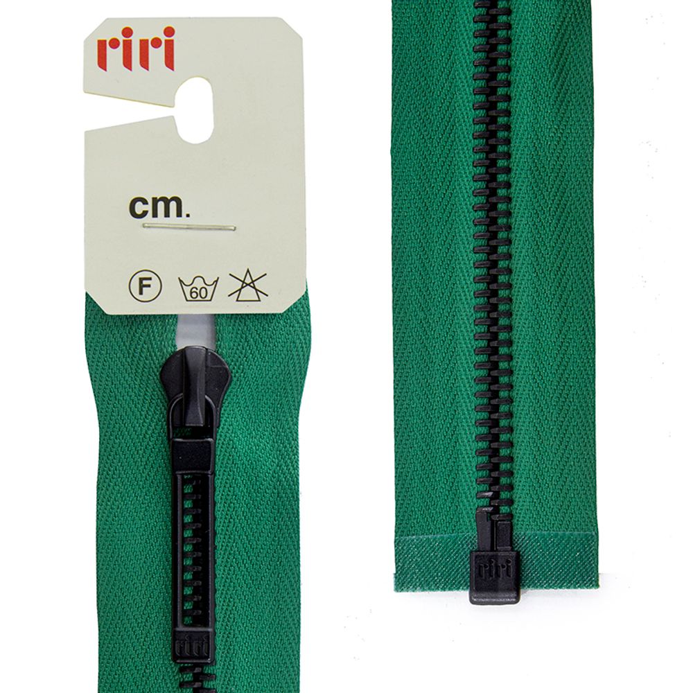 Молния металл RIRI Т6 (6 мм) 1 зам., разъем., 60 см, BI, слайд.Stab, цв.2715, зеленый, 1 шт