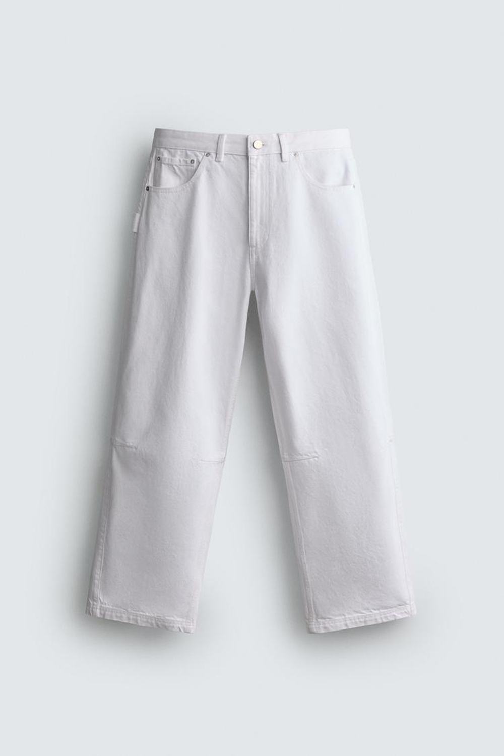 ZARA БРЮКИ BARREL FIT, БЕЛЫЙ