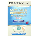 Dr. Mercola, полный комплекс пробиотиков в порошке, для детей, натуральная малина, 10 млрд КОЕ, 30 пакетиков по 3,5 г (0,12 унции)