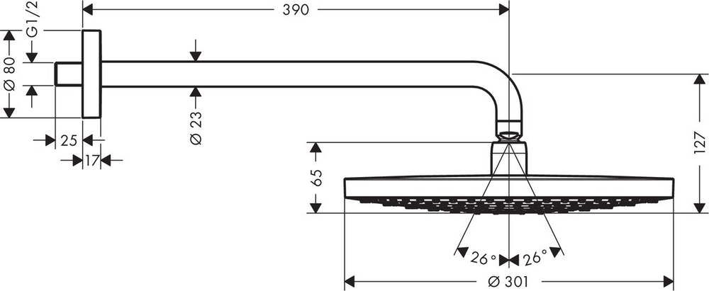 Верхний душ Hansgrohe Raindance Select S 300 2jet хром 27378000