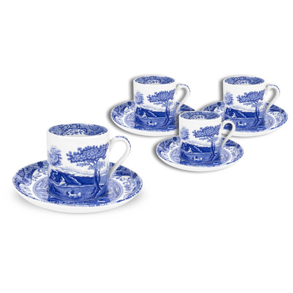 Набор чашек кофейных с блюдцами Spode Spode Голубая Италия 4 шт 90 мл, 4 шт