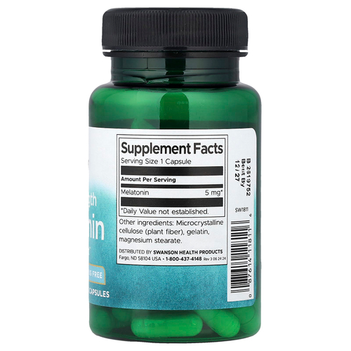 Swanson Vitamins, мелатонин, 5 мг, 60 капсул