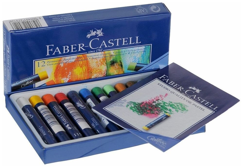 Пастель масляная художественная FABER-CASTELL "Oil Pastels", 12 цветов, круглое сечение, 127012