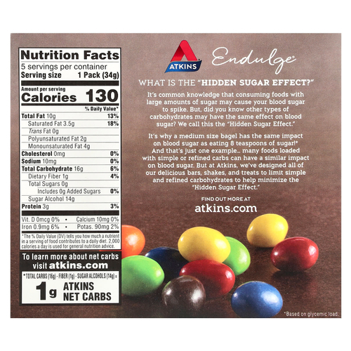 Atkins, Treat Endulge, шоколадные конфеты с арахисом, 5 упаковок, весом 34 г (1,2 унции) каждая