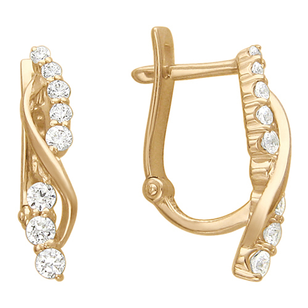 Серьги с фианитом из красного золота 585 пробы JA-S-1С116534