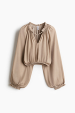 Блузка с рукавами-баллонами — Бежевый — H&M 1328386