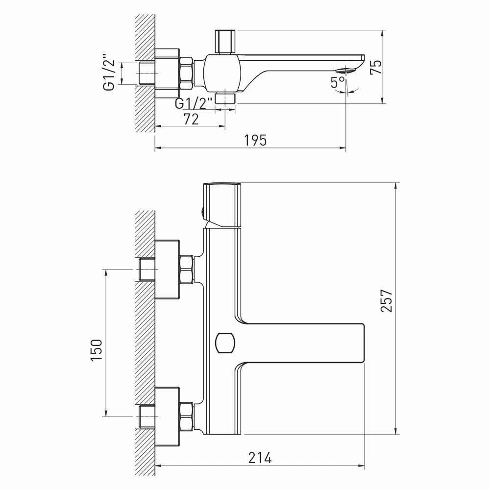 Смеситель для ванны 30k MIXLINE МЛ27-01(ML27-01) "Прима"