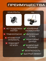 Тренажер усовершенствованный, ролик для пресса. Колесо с поддержкой локтей, возвратным механизмом и таймером, оранжевый