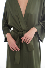 Халат из тенселя олива макси, размеры: S,M,L,XL