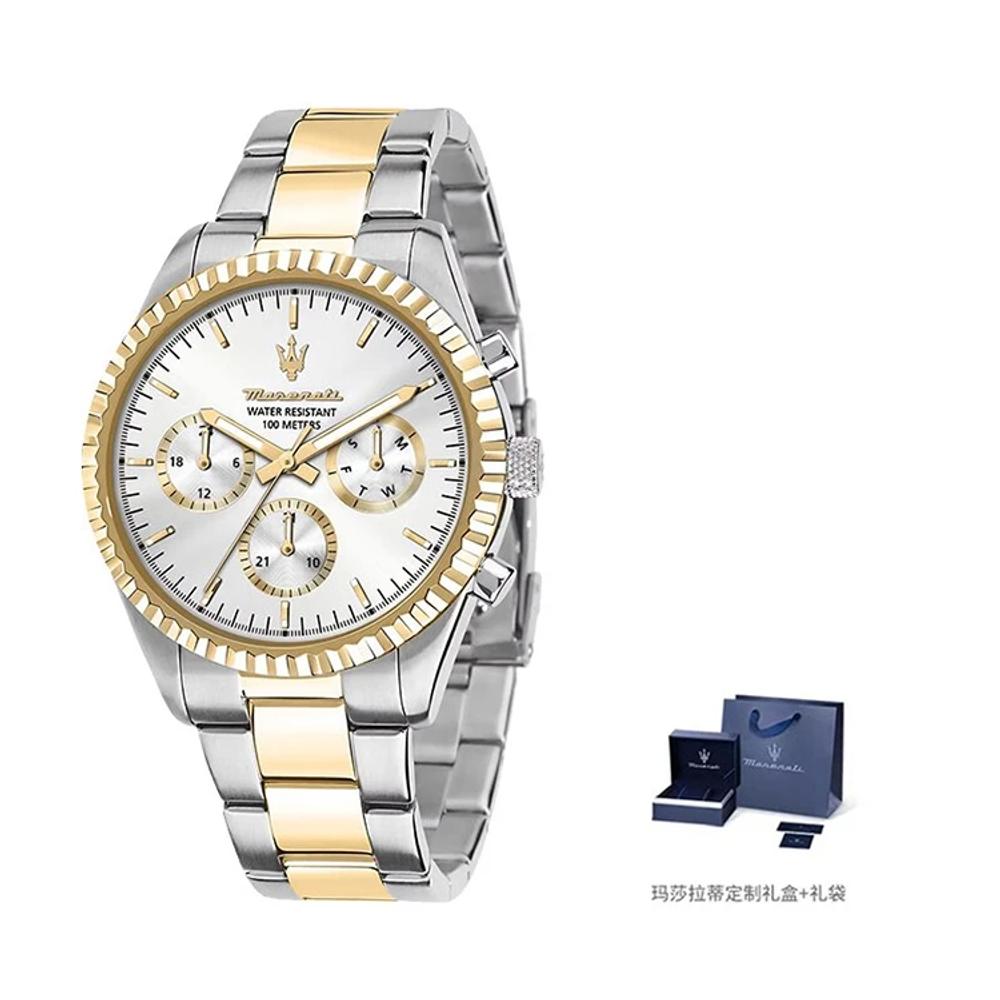 Maserati Wrist Watch Quartz Movement Steel Stainless Steel Strap 43mm Blue Dial Men"s Watches