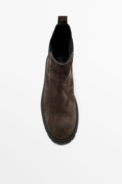 Massimo Dutti Ботинки челси на плоской рифленой подошве, коричневый