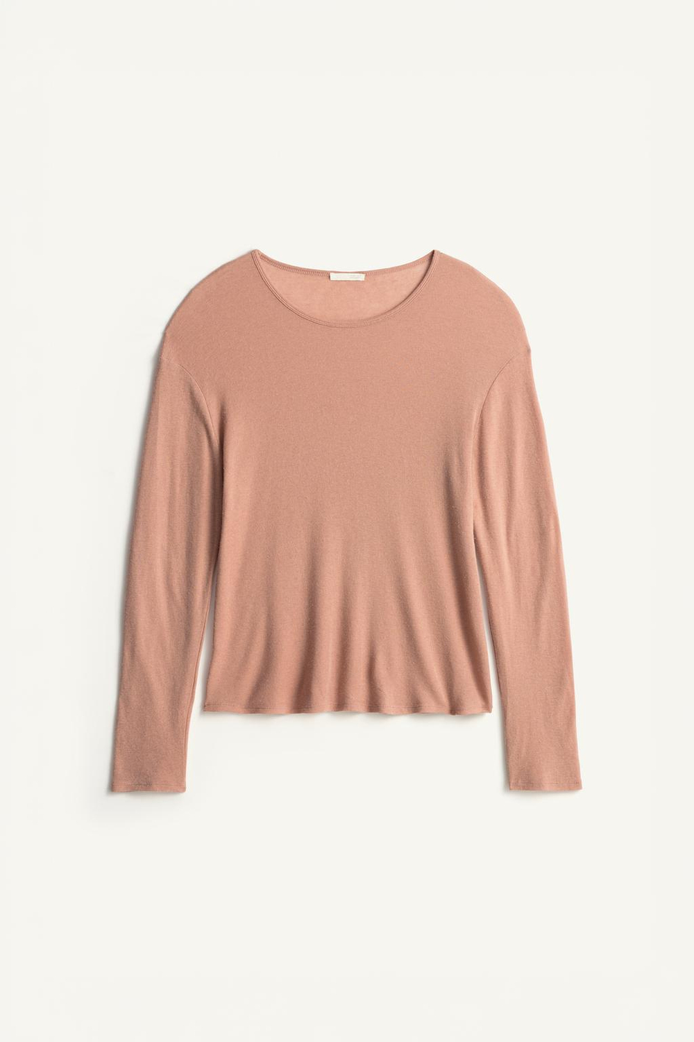 ZARA ФУТБОЛКА СВОБОДНОГО КРОЯ ИЗ ЛИОЦЕЛЛА И ШЕРСТИ, БЛЕДНО-РОЗОВЫЙ