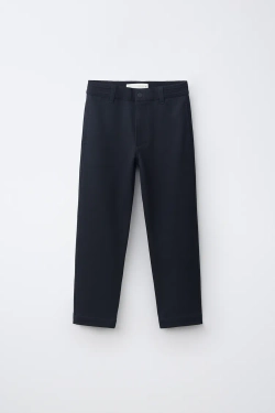 ZARA БРЮКИ STRAIGHT С ПОЯСОМ В РУБЧИК, МОРСКОЙ ТЕМНО-СИНИЙ
