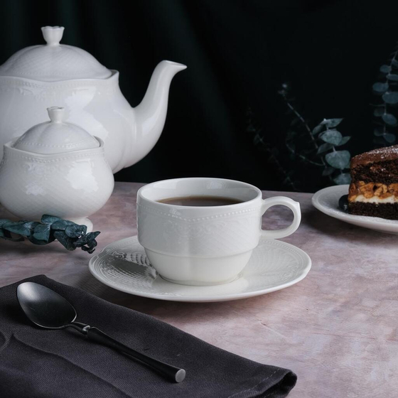 Чайная пара 200 мл белая d 8,6 см h6,1 см Aristocrat Stackable Noble [6]