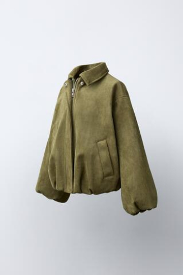 ZARA БОМБЕР ИЗ ИСКУССТВЕННОЙ ЗАМШИ, ХАКИ