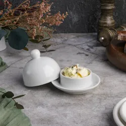Масленка икорница d 5,5 см 30 мл с крышкой белая фарфор P.L. Proff Cuisine